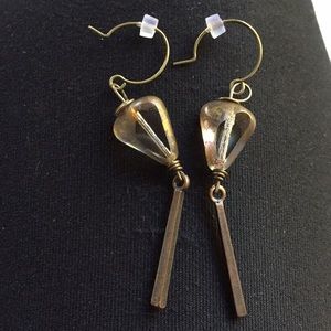 Art glass bronzed copper drop earrings